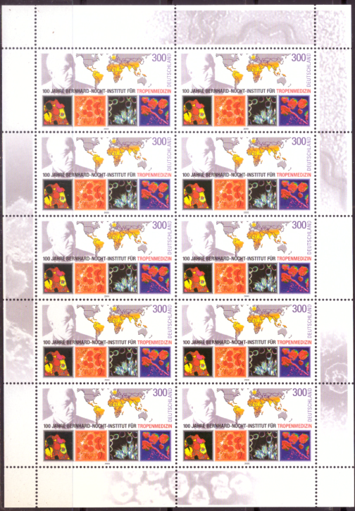 Briefmarken BRD (Bund) 2000, Mi.Nr. 2136 Kleinbogen, Bernhard-Nocht-Institut. Postfrisch