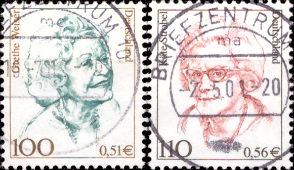 Briefmarken BRD (Bund) 2000, Mi.Nr. 2149-2150. Freimarken: Frauen der deutschen Geschichte (XIX). Gestempelt