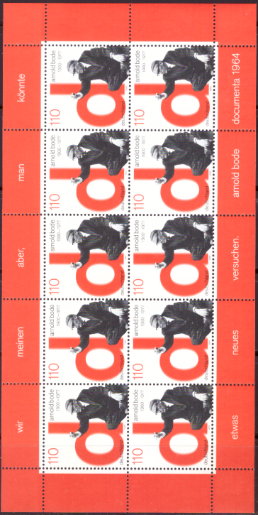Briefmarken BRD (Bund) 2000, Mi.Nr. 2155 Kleinbogen, Arnold Bode. Postfrisch
