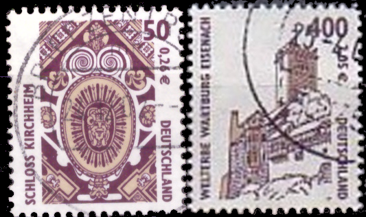 Briefmarken BRD (Bund) 2001, Mi.Nr. 2210 - 2211. Freimarken: Sehenswürdigkeiten (XXIX). Gestempelt
