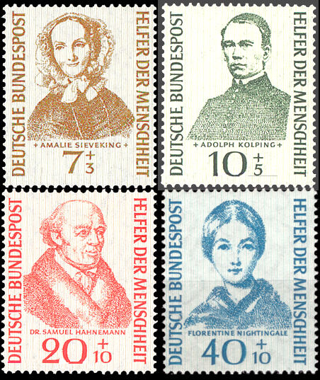 Briefmarken BRD (Bund) 1955, Mi.Nr. 222-225, Wohlfahrt: Helfer der Menschheit (VI). Postfrisch