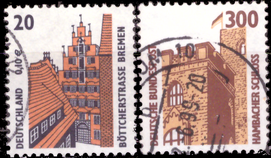 Briefmarken BRD (Bund) 2001, Mi.Nr. 2224 - 2225. Freimarken: Sehenswürdigkeiten (XXX). Gestempelt