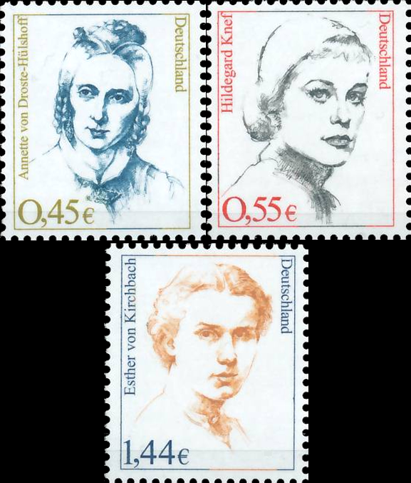 Briefmarken BRD (Bund) 2002, Mi.Nr. 2295-2297. Freimarken: Frauen der deutschen Geschichte (XXI). Postfrisch