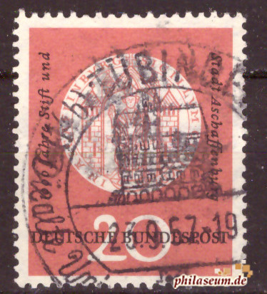 Briefmarken BRD (Bund) 1957, Mi.Nr. 255, 1000 Jahre Aschaffenburg. Gestempelt