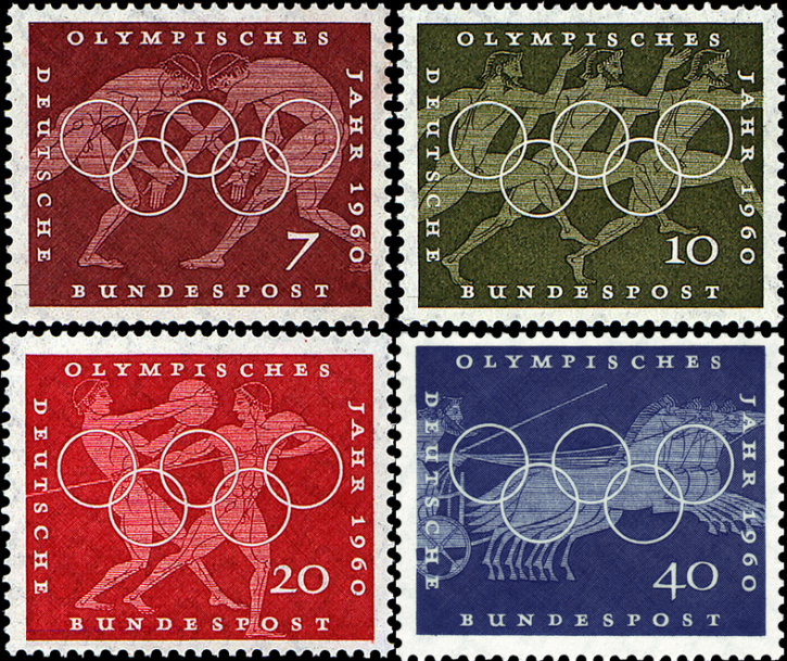 Briefmarken BRD (Bund) 1960, Mi.Nr. 332-335, Olympische Sommerspiele, Rom. Postfrisch