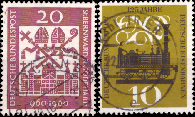 Briefmarken BRD (Bund) 1960, Mi.Nr. 336, 345, Gestempelt