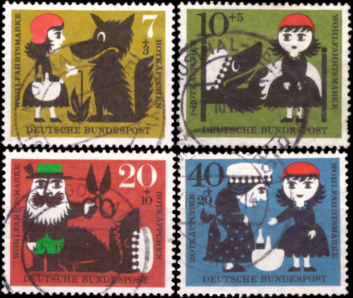 Briefmarken BRD (Bund) 1960, Mi.Nr. 340-343, Wohlfahrt: Märchen der Brüder Grimm (II). Gestempelt