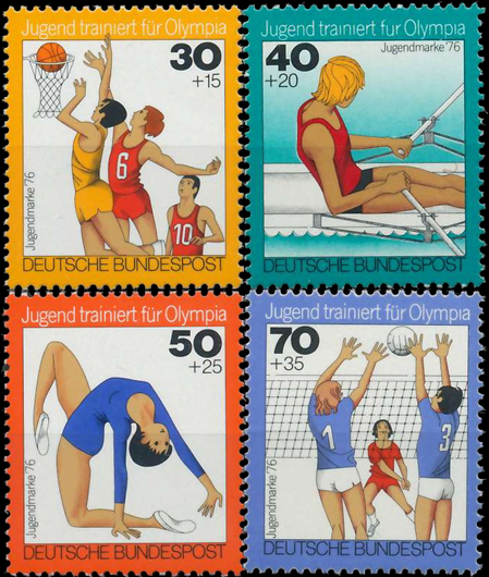 Briefmarken BRD (Bund) 1976, Mi.Nr. 882-885, Jugend trainiert für Olympia. Postfrisch