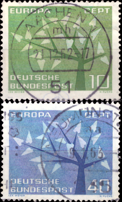 Briefmarken BRD (Bund) 1962, Mi.Nr. 383-384, Europa. Gestempelt