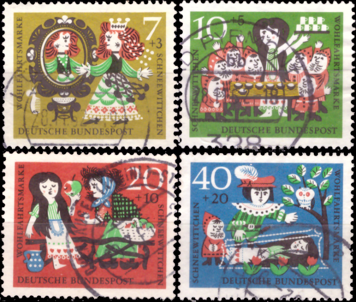 Briefmarken BRD (Bund) 1962, Mi.Nr. 385-388, Wohlfahrt: Märchen der Brüder Grimm (IV). Gestempelt