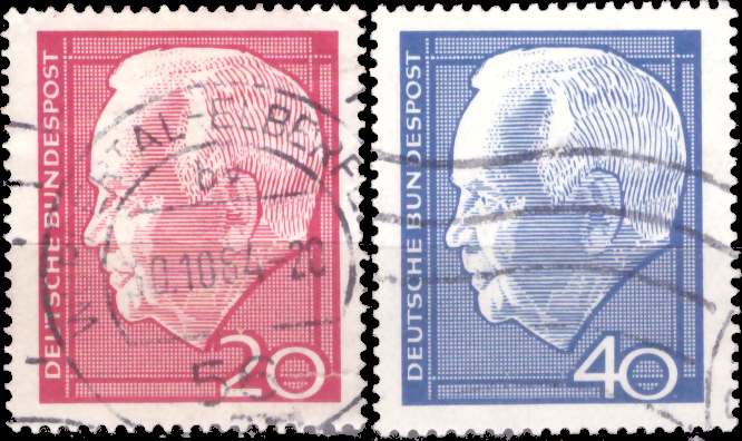 Briefmarken BRD (Bund) 1964, Mi.Nr. 429-430, Heinrich Lübke (I). Gestempelt