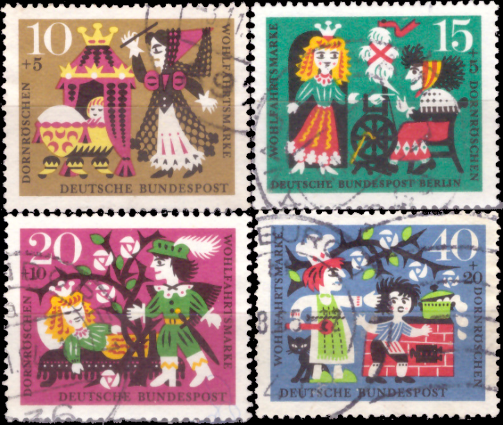 Briefmarken BRD (Bund) 1964, Mi.Nr. 447-450, Wohlfahrt: Märchen der Brüder Grimm (VI). Gestempelt