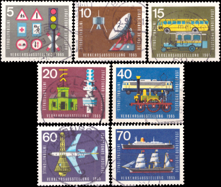 Briefmarken BRD (Bund) 1965, Mi.Nr. 468-474, Internationale Verkehrsausstellung. Gestempelt