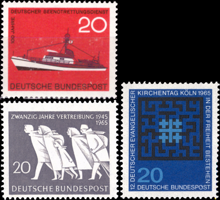 Briefmarken BRD (Bund) 1965, Mi.Nr. 478, 479, 480, Postfrisch