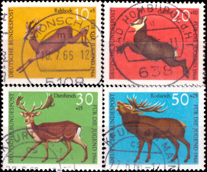 Briefmarken BRD (Bund) 1966, Mi.Nr. 511-514, Jugend: Hochwild. Gestempelt