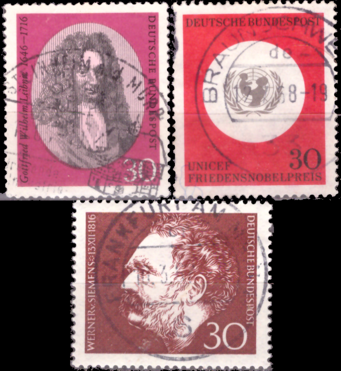 Briefmarken BRD (Bund) 1966, Mi.Nr. 518, 527, 528, Gestempelt