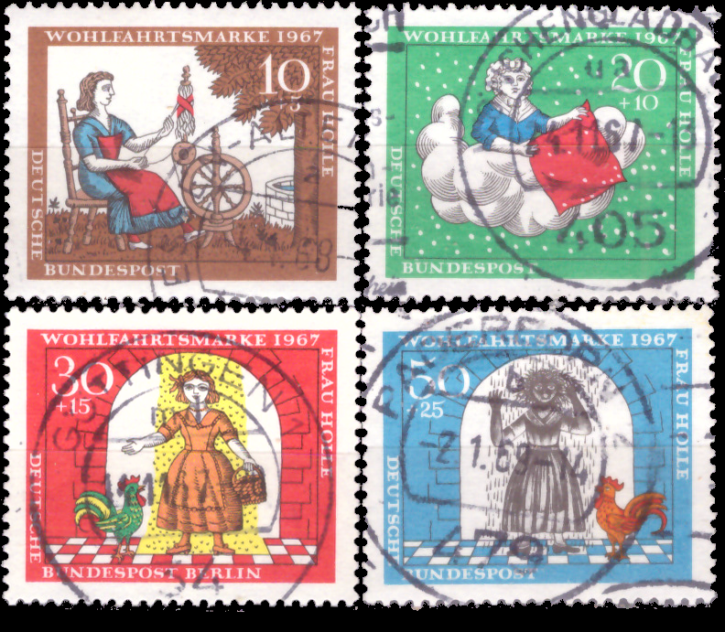 Briefmarken BRD (Bund) 1967, Mi.Nr. 538-541, Wohlfahrt: Märchen der Brüder Grimm (IX). Gestempelt