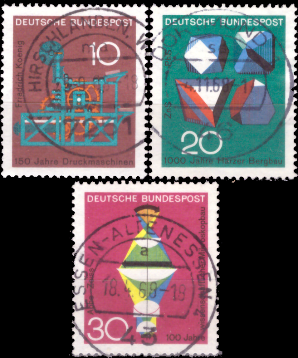 Briefmarken BRD (Bund) 1968, Mi.Nr. 546-548, Fortschritt in Technik und Wissenschaft. Gestempelt