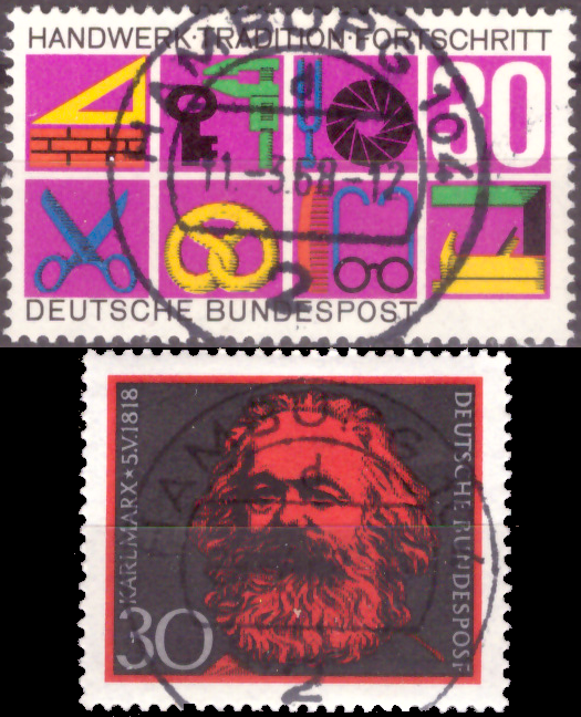 Briefmarken BRD (Bund) 1968, Mi.Nr. 553, 558, Gestempelt