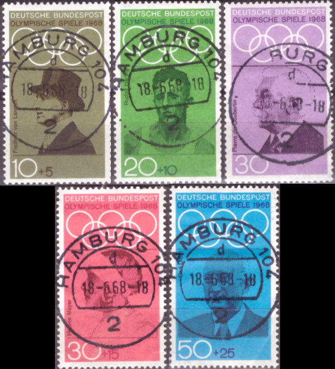 Briefmarken BRD (Bund) 1968, Mi.Nr. 561-565, Olympische Sommerspiele 1968 in Mexiko. Gestempelt
