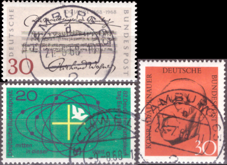 Briefmarken BRD (Bund) 1968, Mi.Nr. 566, 567, 568, Gestempelt