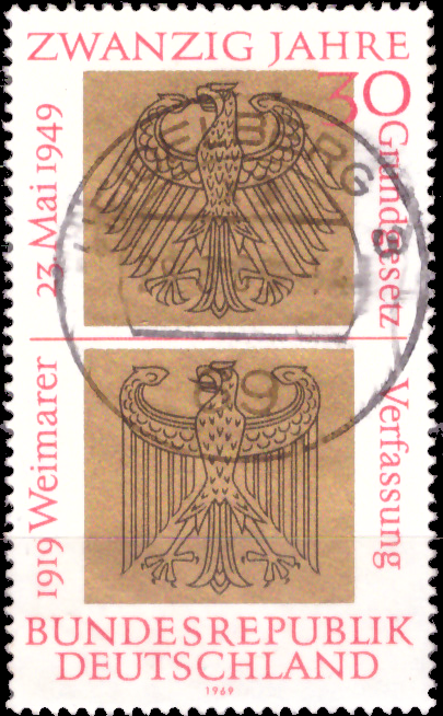 Briefmarken BRD (Bund) 1969, Mi.Nr. 585, 20 Jahre Bundesrepublik Deutschland. Gestempelt