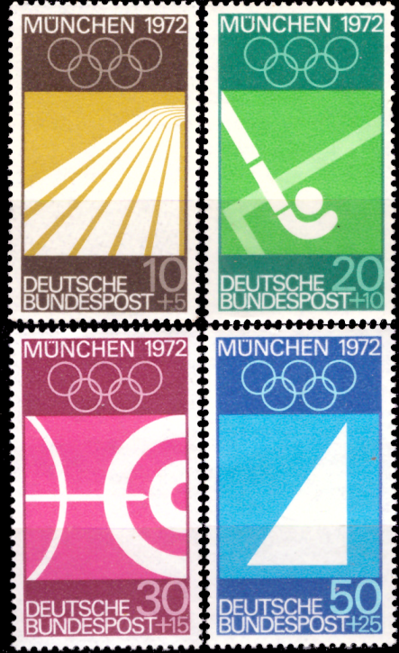 Briefmarken BRD (Bund) 1969, Mi.Nr. 587-590, Olympische Sommerspiele 1972 in München. Postfrisch