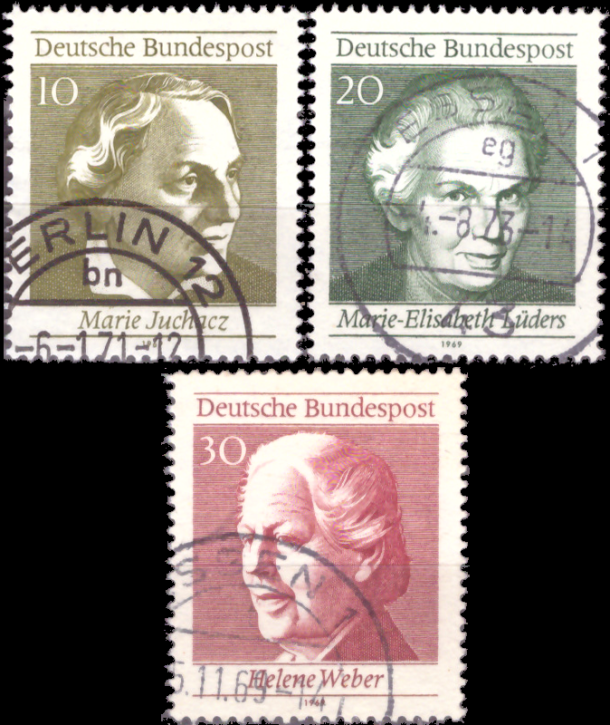 Briefmarken BRD (Bund) 1969, Mi.Nr. 596-598, 50 Jahre Frauenwahlrecht in Deutschland. Gestempelt