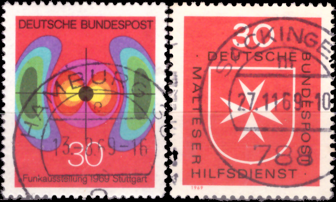 Briefmarken BRD (Bund) 1969, Mi.Nr. 599, 600. Gestempelt