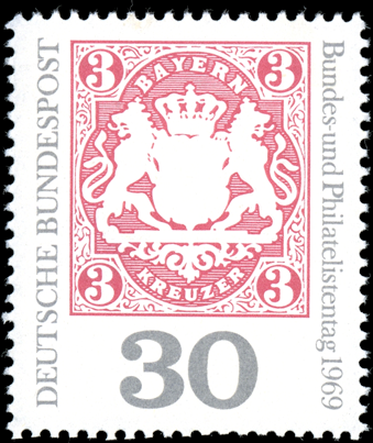 Briefmarken BRD (Bund) 1969, Mi.Nr. 601, Deutscher Philatelistentag in Garmisch-Partenkirchen. Postfrisch