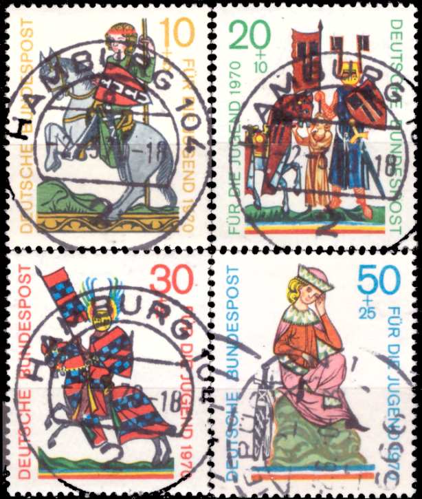 Briefmarken BRD (Bund) 1970, Mi.Nr. 612-615, Für die Jugend: Minnesänger. Gestempelt