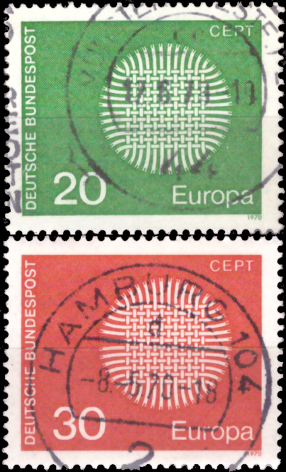 Briefmarken BRD (Bund) 1970, Mi.Nr. 620-621, Europa. Gestempelt