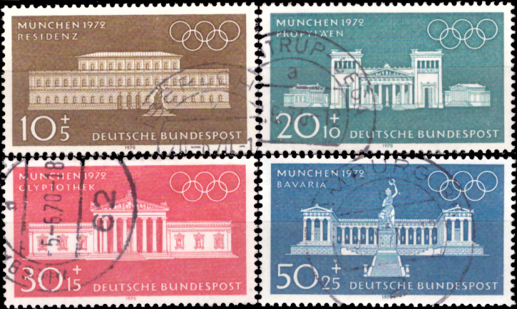 Briefmarken BRD (Bund) 1970, Mi.Nr. 624-627, Olympische Sommerspiele 1972 in München. Gestempelt