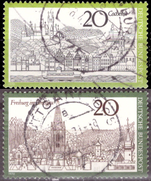 Briefmarken BRD (Bund) 1970, Mi.Nr. 649, 654. Gestempelt
