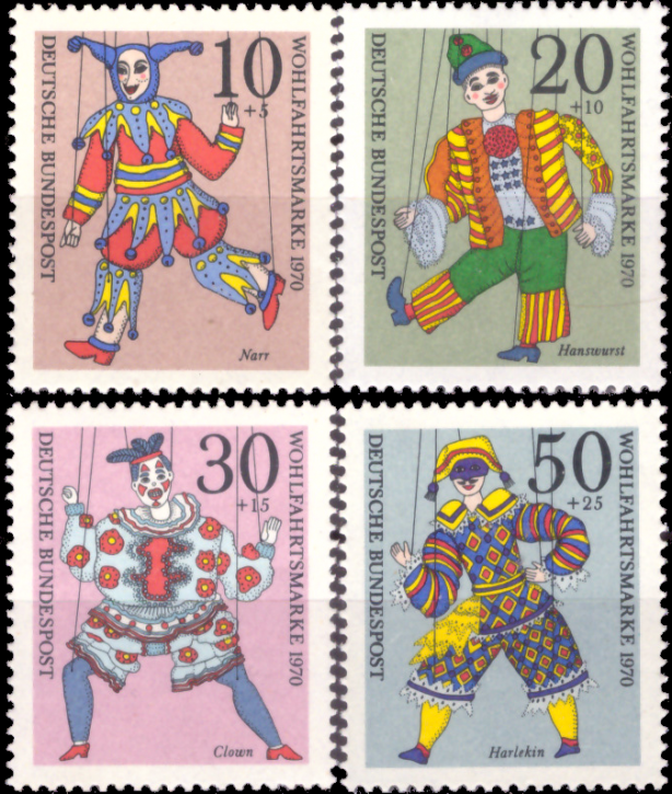 Briefmarken BRD (Bund) 1970, Mi.Nr. 650-653, Wohlfahrt: Marionetten. Postfrisch