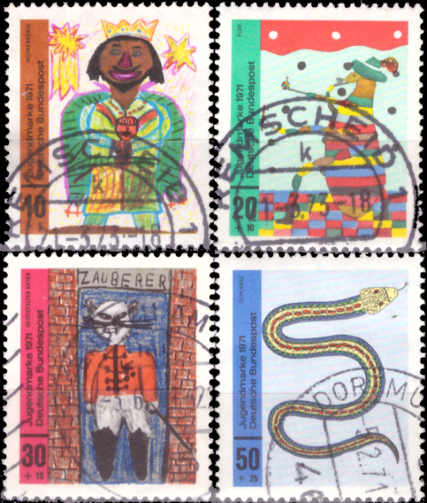 Briefmarken BRD (Bund) 1971, Mi.Nr. 660-663, Für die Jugend, Kinderzeichnungen. Gestempelt