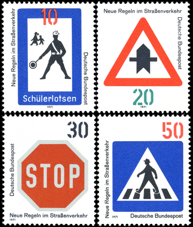 Briefmarken BRD (Bund) 1971, Mi.Nr. 665-668, Neue Regeln im Straßenverkehr. Postfrisch
