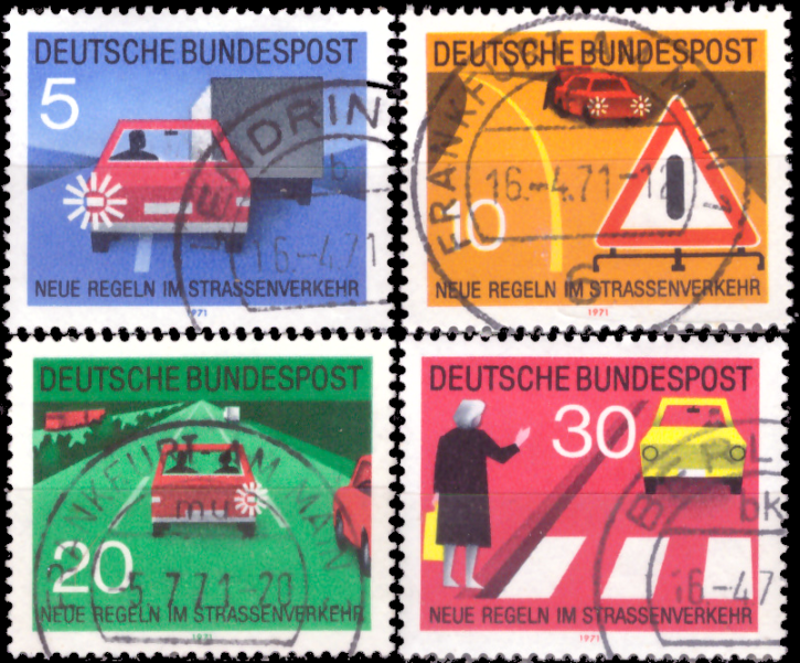 Briefmarken BRD (Bund) 1971, Mi.Nr. 670-673, Neue Regeln im Straßenverkehr. Gestempelt