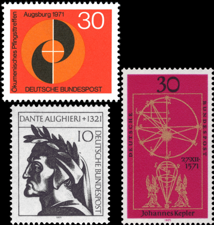 Briefmarken BRD (Bund) 1971, Mi.Nr. 679, 688, 693, Postfrisch
