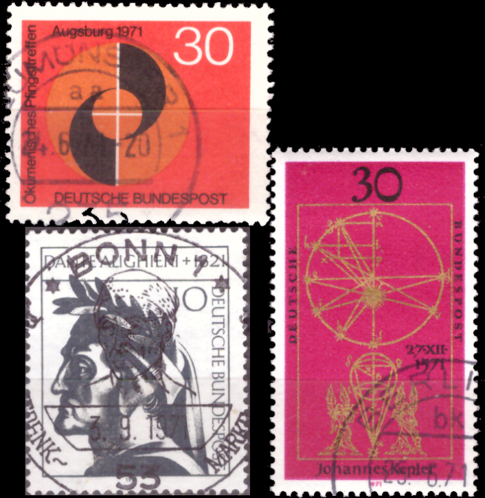 Briefmarken BRD (Bund) 1971, Mi.Nr. 679, 688, 693, Gestempelt