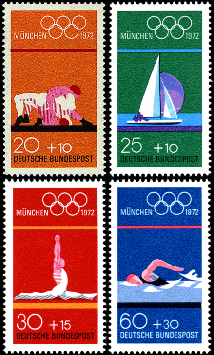 Briefmarken BRD (Bund) 1972, Mi.Nr. 719-722, Olympische Sommerspiele, München. Postfrisch