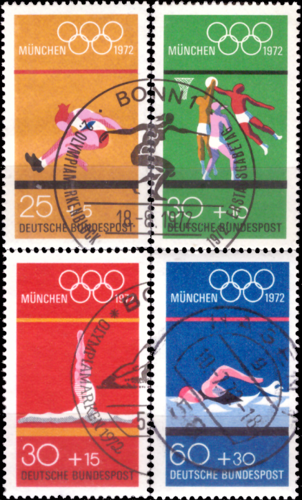 Briefmarken BRD (Bund) 1972, Mi.Nr. 719-722, Olympische Sommerspiele, München. Gestempelt