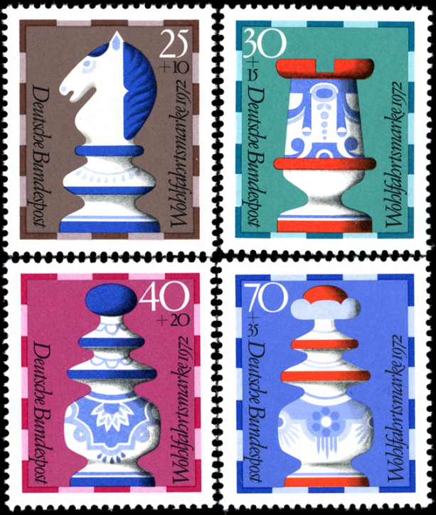Briefmarken BRD (Bund) 1972, Mi.Nr. 742-745, Wohlfahrt: Schachfiguren. Postfrisch