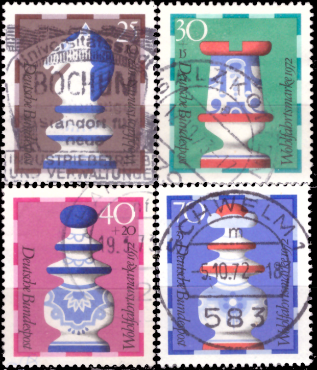 Briefmarken BRD (Bund) 1972, Mi.Nr. 742-745, Wohlfahrt: Schachfiguren. Gestempelt