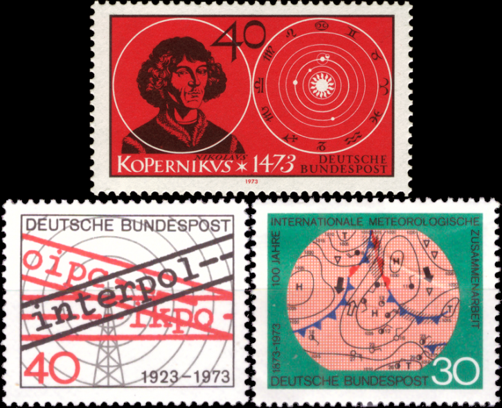 Briefmarken BRD (Bund) 1973, Mi.Nr. 758, 759, 760. Postfrisch