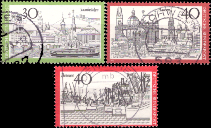 Briefmarken BRD (Bund) 1973, Mi.Nr. 787-789. Fremdenverkehr (IX). Gestempelt