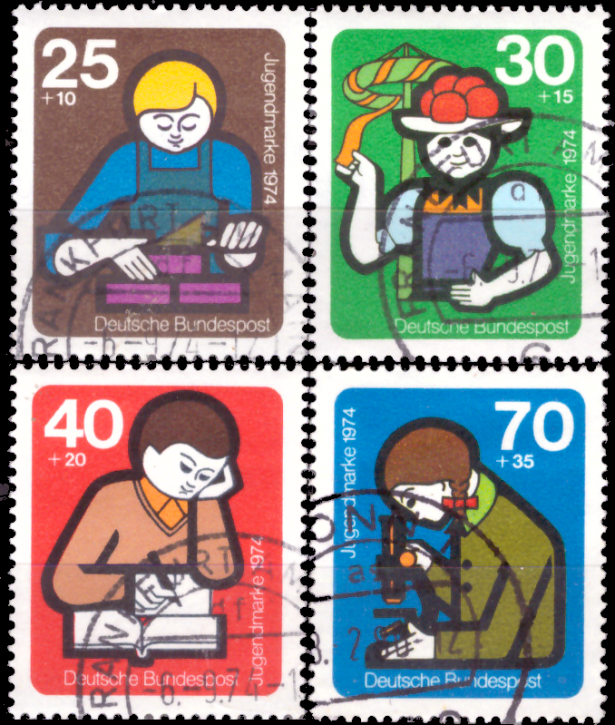 Briefmarken BRD (Bund) 1974, Mi.Nr. 800-803, Jugend: Jugendarbeit. Gestempelt