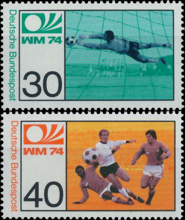 Briefmarken BRD (Bund) 1974, Mi.Nr. 811-812, Fußball-WM, Deutschland. Postfrisch