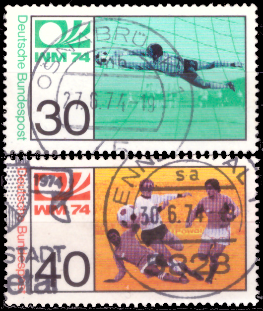 Briefmarken BRD (Bund) 1974, Mi.Nr. 811-812, Fußball-WM, Deutschland. Gestempelt