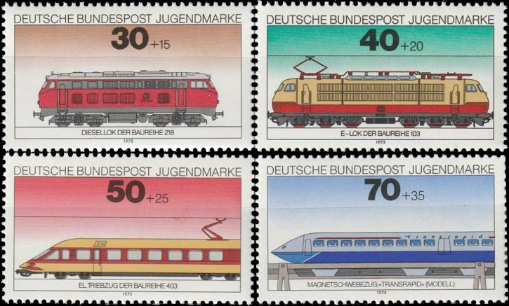 Briefmarken BRD (Bund) 1975, Mi.Nr. 836-839, Jugend: Lokomotiven. Postfrisch